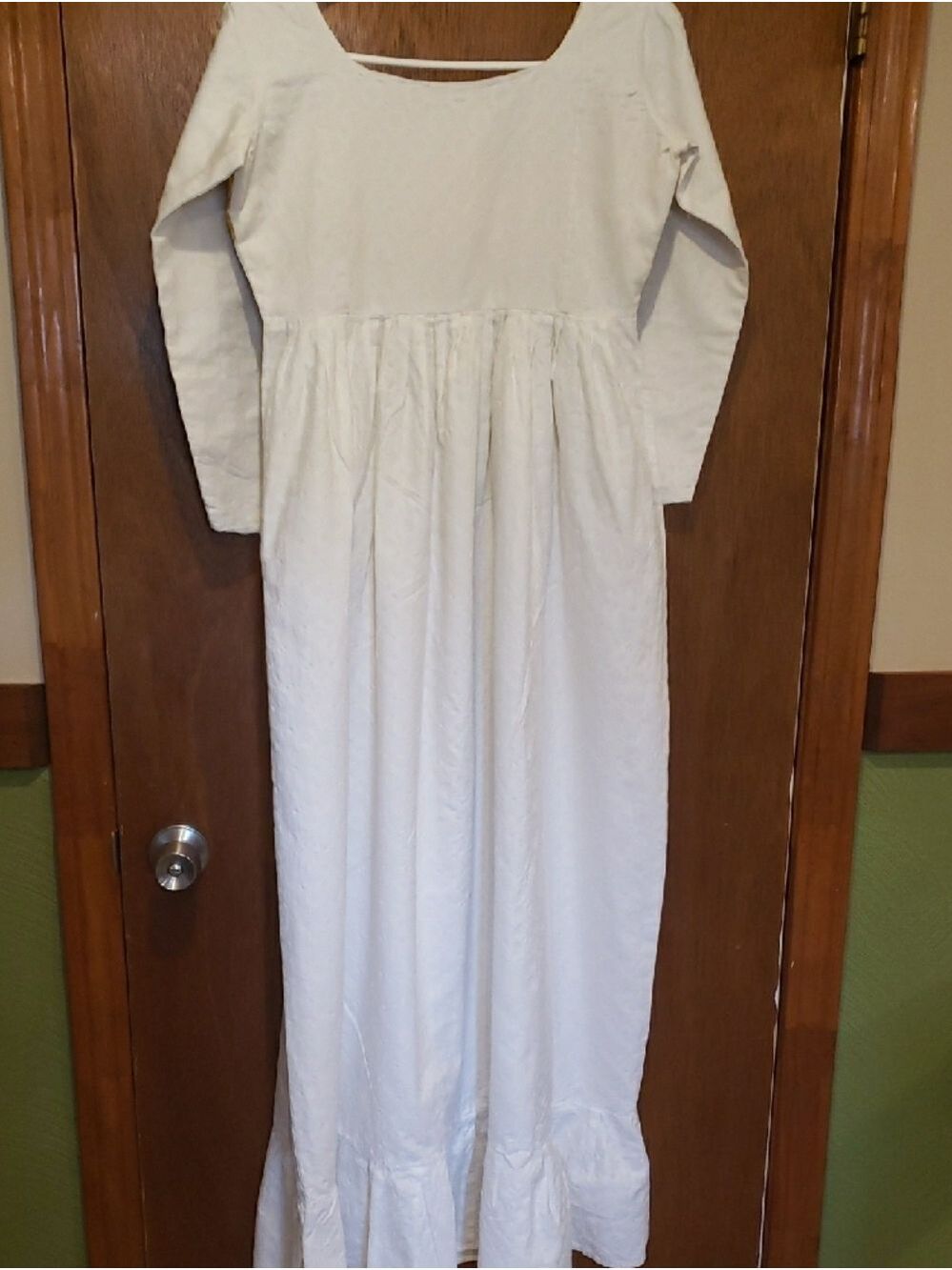 Vintage Handmade White Cotton Maxi Dress with Yellow Floral Embroidery - Picture 5 of 13